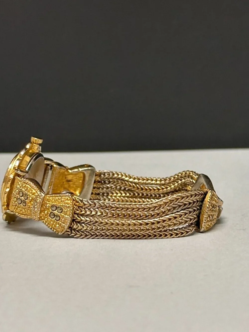 Xanadu Watch Women Gold Tone Multi Chain Band Marcasite Accents New Battery